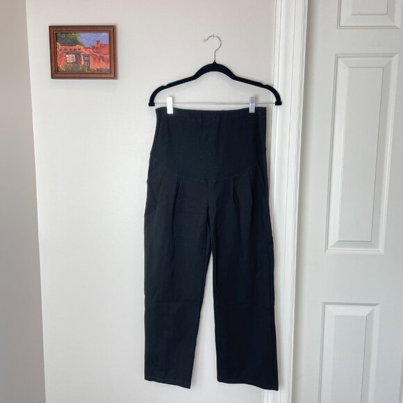 Black Maternity Trouser Pants - Over-the-belly with stretch - ankle length - Picture 2 of 14